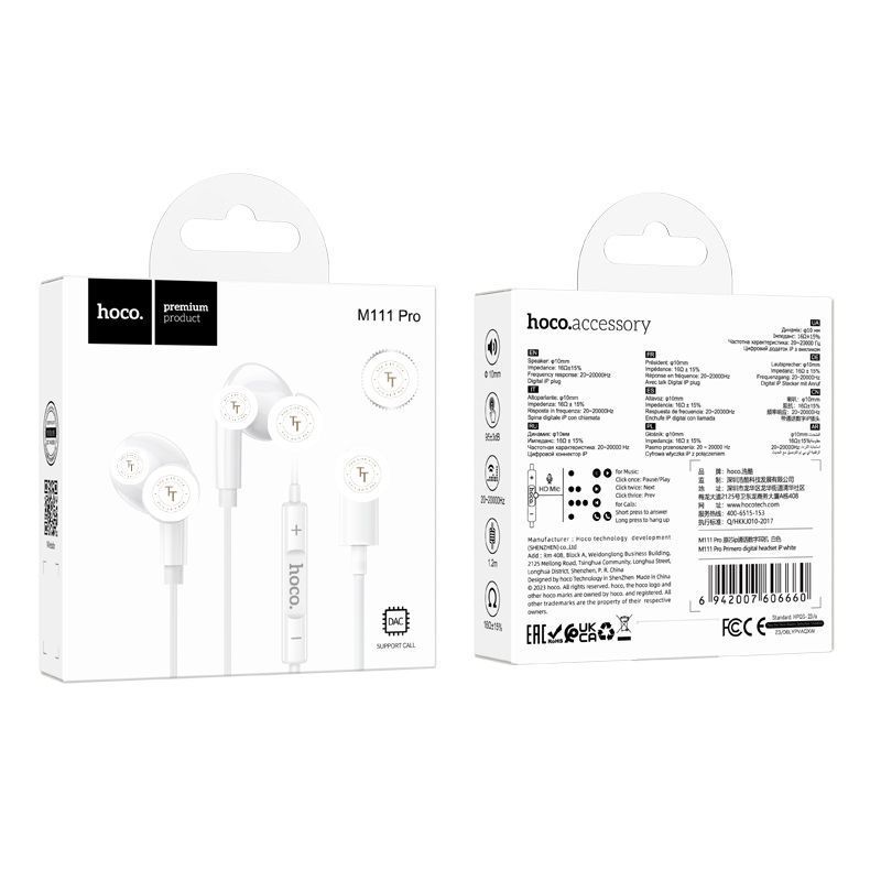 Tai nghe có dây Hoco M111 Pro jack LN cho 8/10/11/12/13,14. không cần bluetooth.