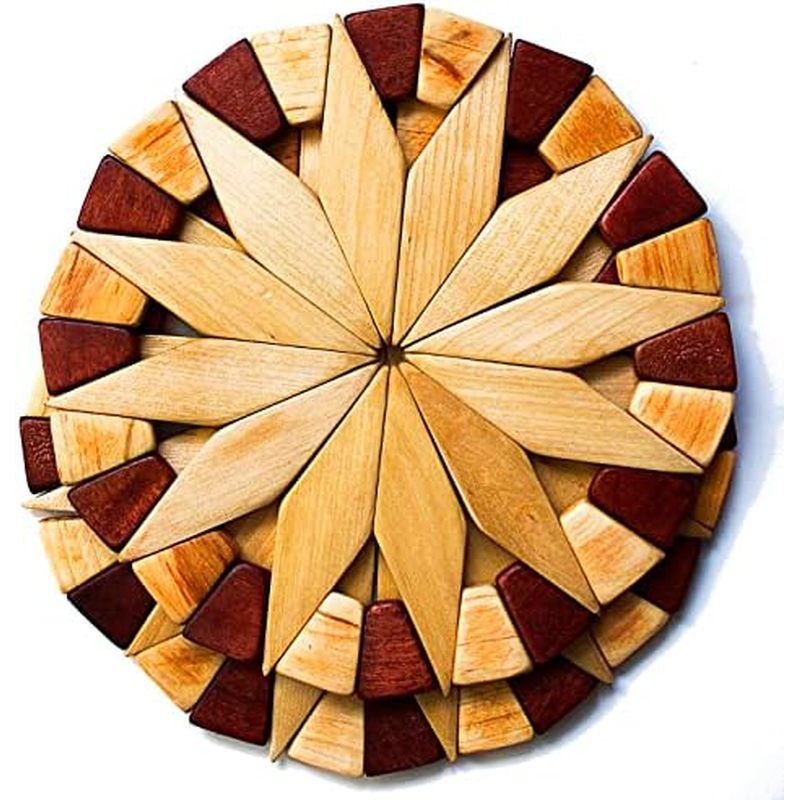 2 – Made in Ukraine Sturdy and Durable 7-inch Wooden Kitchen Hot Pads. Festive Design Table Décor – 