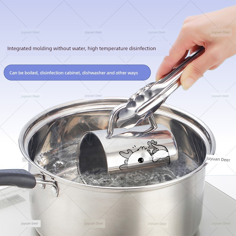 cốc gốm ly thủy tinh có nắp Cốc nước trẻ em bằng thép không gỉ Juyuan Deer 316 có nắp cốc uống nước 