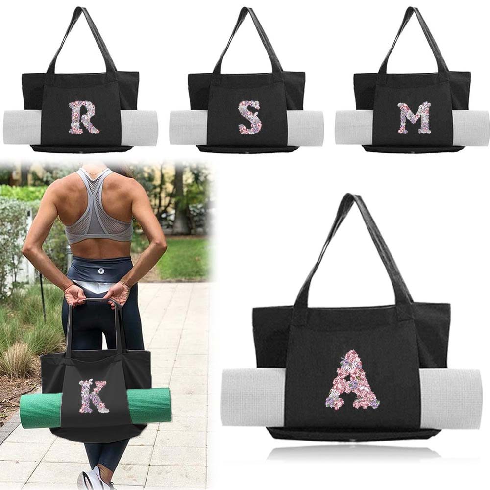 Shopping Tote Bag, Handbag, Shoulder Bag, Eco Yoga Mat, Large Bag for Pilates Class, Rose Design