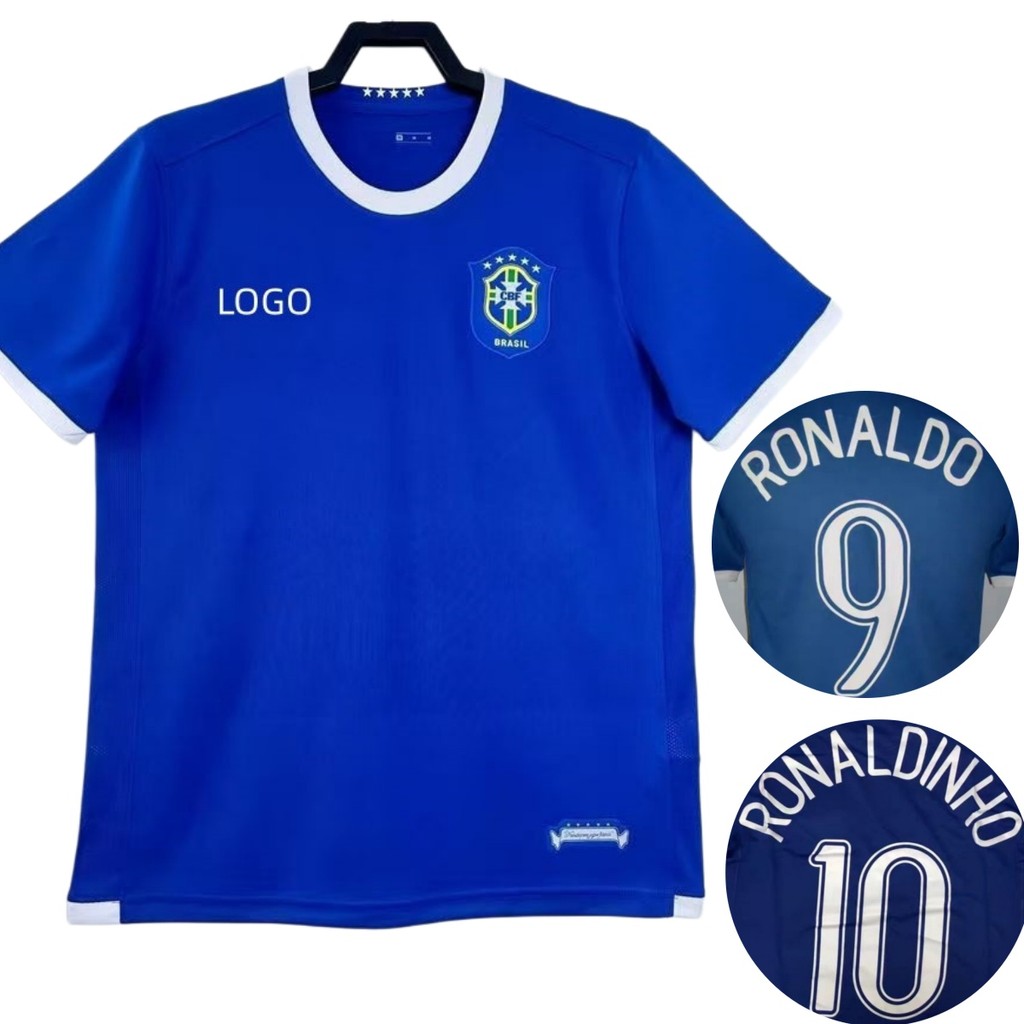 Áo sơ mi sân khách Brazil 2006 Áo bóng đá S-2XL #9 RONALDO