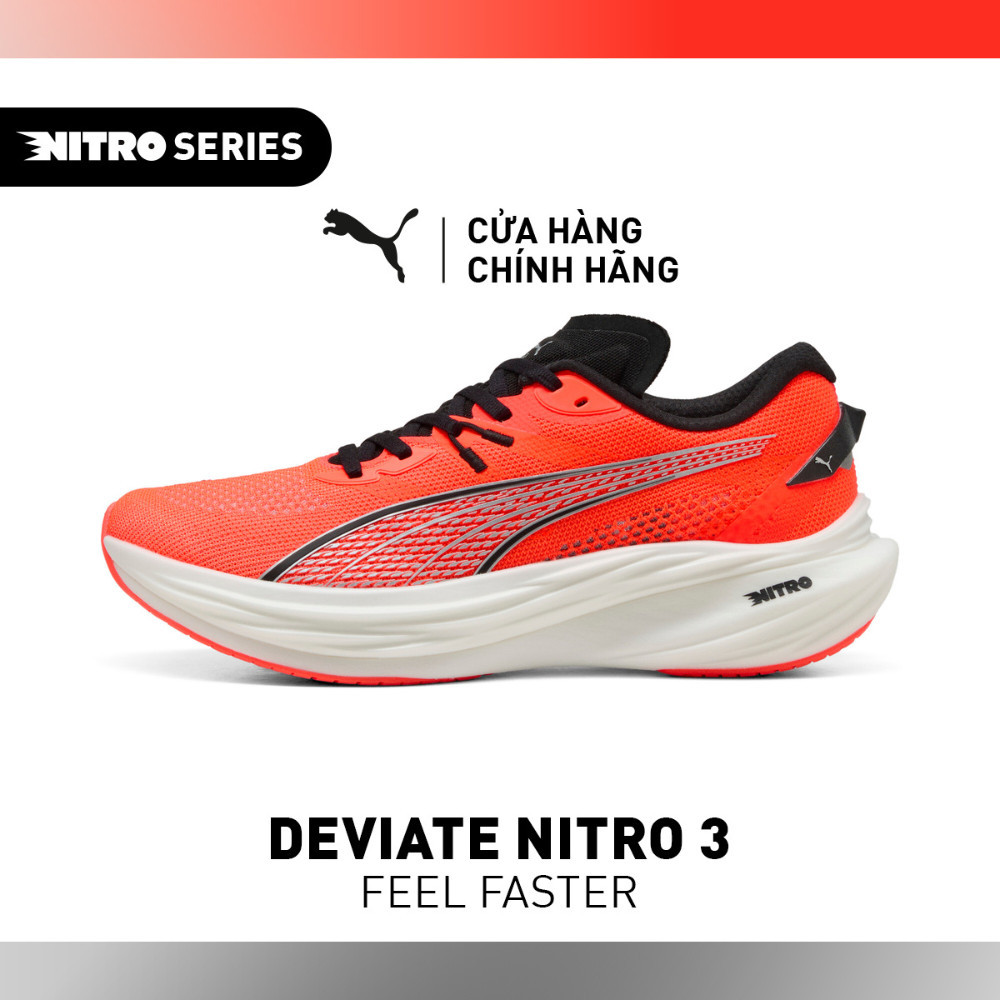 Giày Chạy Bộ PUMA Nam Deviate NITRO 3 Glowing Red- Black Màu Đỏ