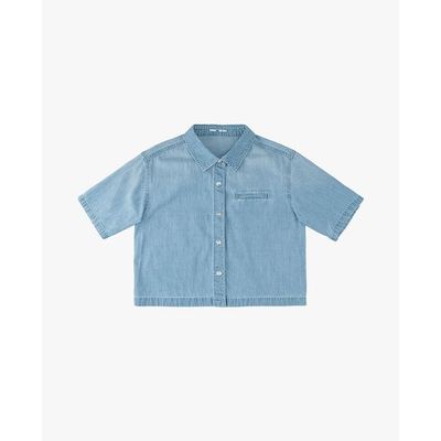 LEE - Áo sơ mi denim nữ tay ngắn phom croptop_LWT011816211012-A09832