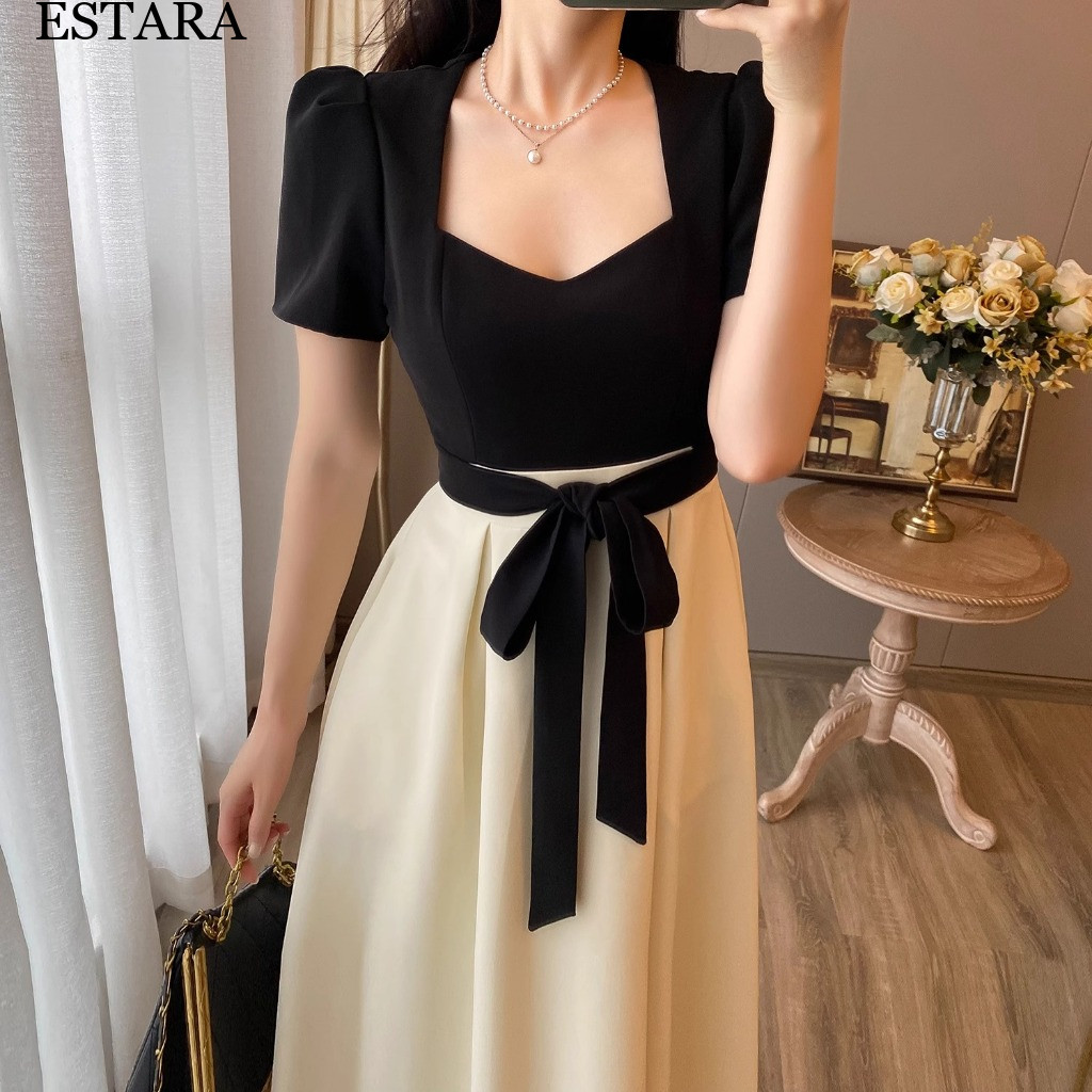beige bridesmaid dress formal for wedding french square neck dress graduation long dress elegant xs