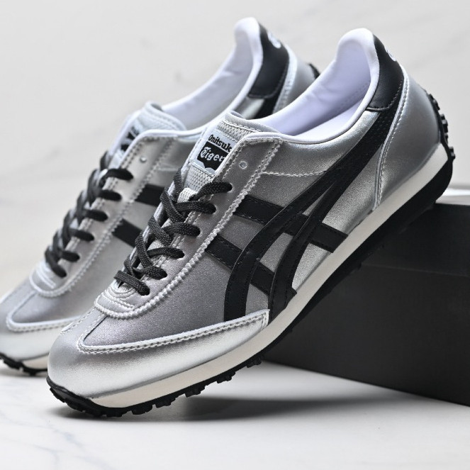Onitsuka Tiger Edr 78 Giày chạy bộ thấp chống trượt Dải đen bạc TELEC