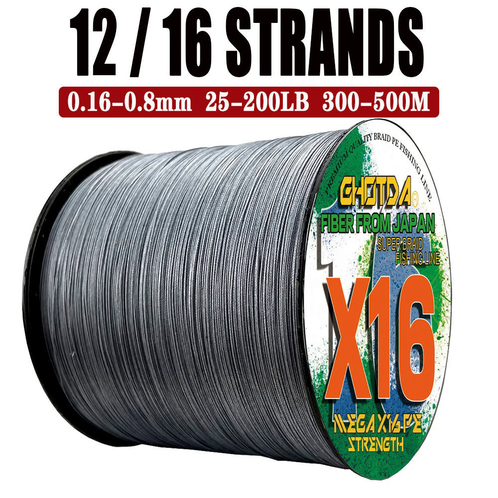 GHOTDA X16 Tali Pancing Benang 500M 300M PE Dây Câu Cá Cá Biển Thuyền Câu Cá Căng Thẳng Mạnh 25Lb-20
