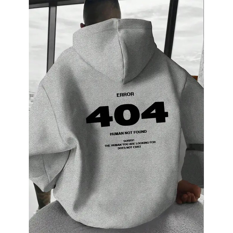 Áo hoodie nam hip-hop Lỗi 404 Human Not Found Áo hoodie nam có in số Áo hoodie