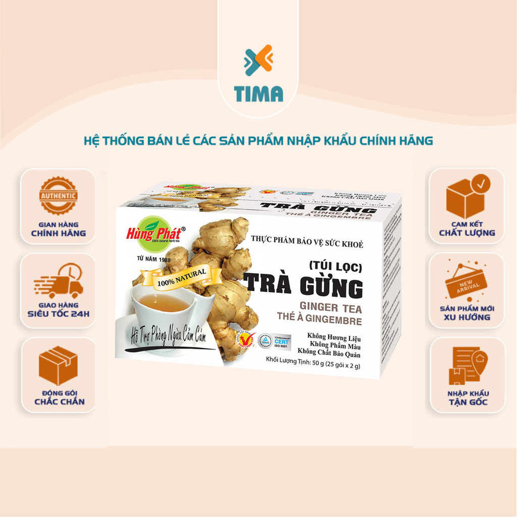 [COMBO 3 HỘP] Trà Gừng Túi Lọc Hùng Phát – Ấm Bụng, Hỗ Trợ Tiêu Hóa