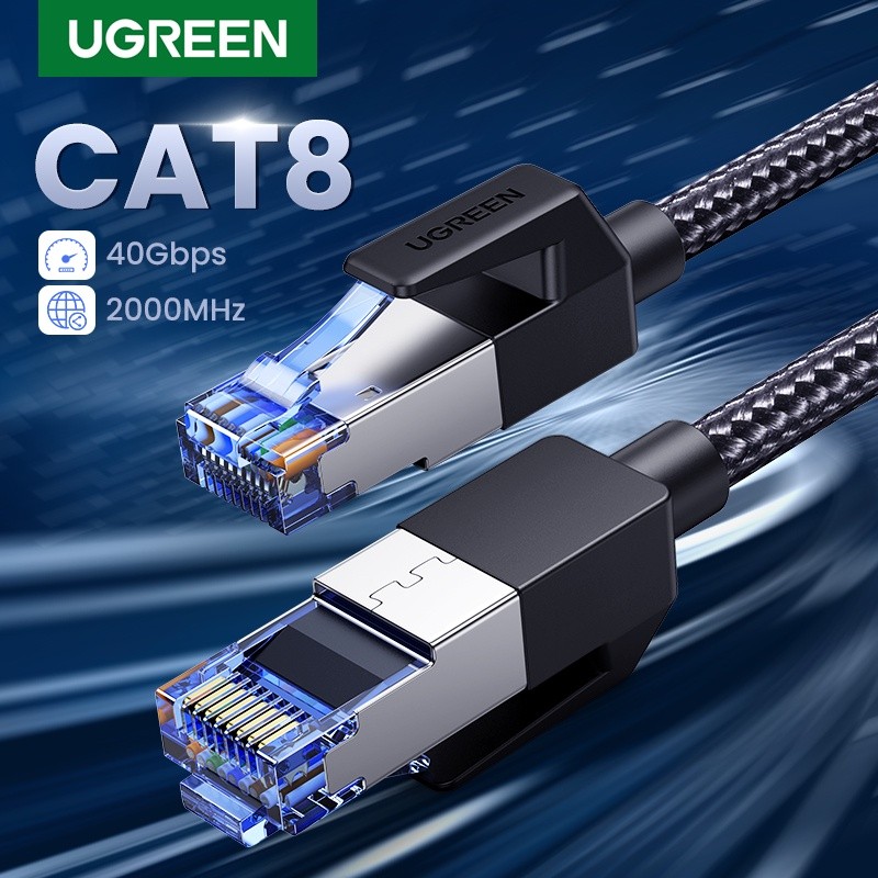 Dây Cáp mạng RJ45 Cat8 Ugreen NW153 80429 80430 80431 80432 80433 (Ethernet Tốc độ 40Gbps-2000MHz)