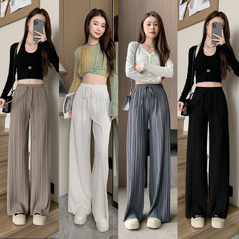 Quần Mùa Hè Quần Nữ Nữ Quần Nữ Nữ Quần Dài Quần Nữ Nữ Mỏng Phong Cách Mùa Hè Quần Xếp Ly Thường Ngày