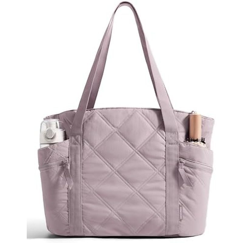 BAGSMART Crush Tote Bag for Women, 20L Puffer Work Tote with Zipper, Travel Essentials Quilted Nurse