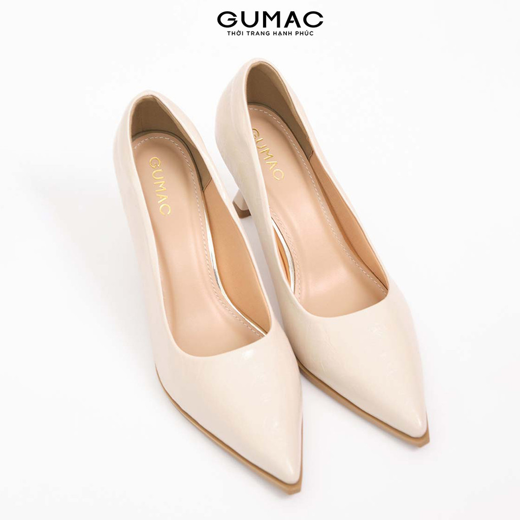 Giày cao gót mũi nhọn GUMAC chất da vân mềm thoải mái GF04042