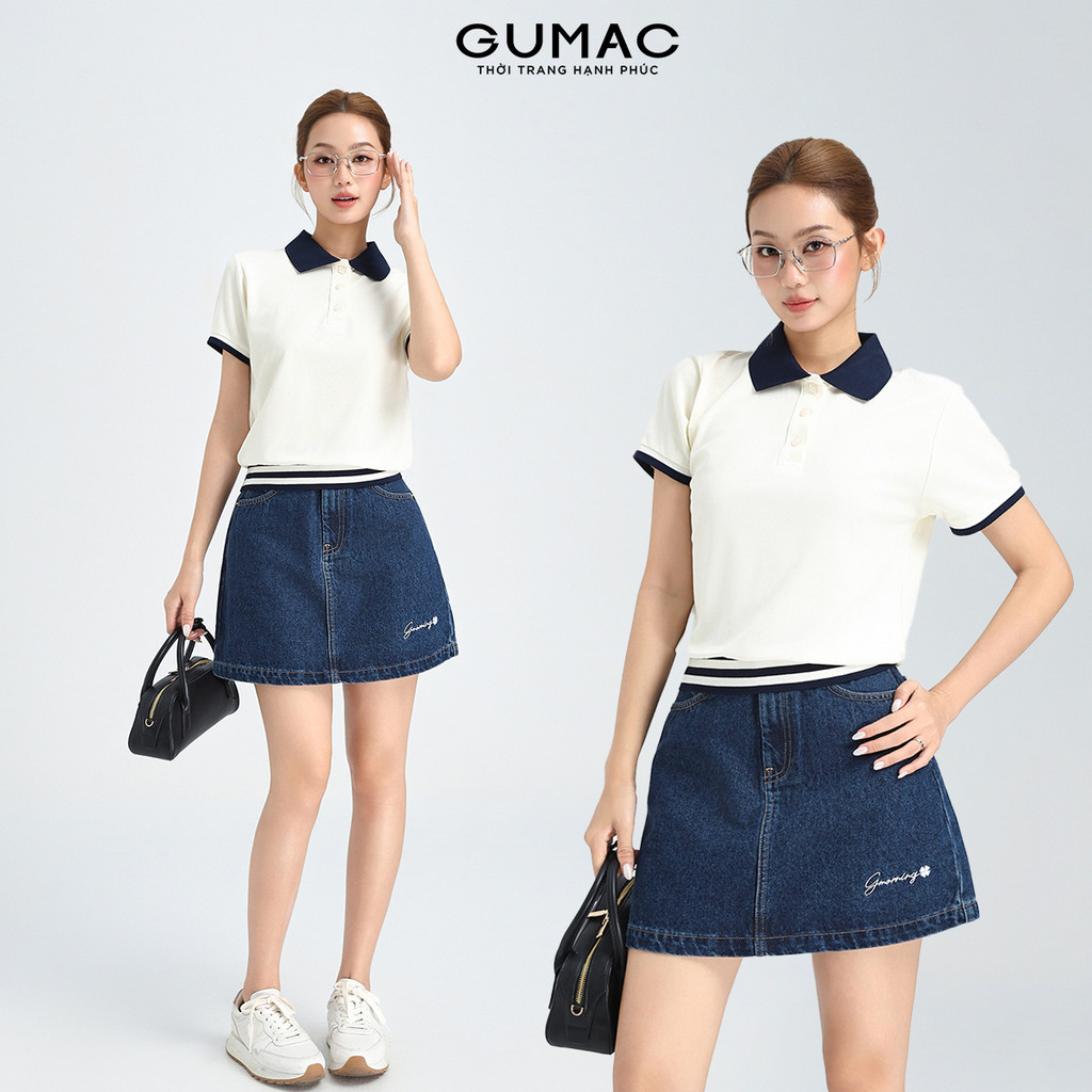 [NHẬP AFFME GIẢM 49K] Áo Polo Nữ GUMAC Áo Thun Có Cổ Chất Tổ Ong Thoáng Mát, Bo Phối Sọc Trẻ Trung Năng Động APG01024 | BigBuy360 - bigbuy360.vn