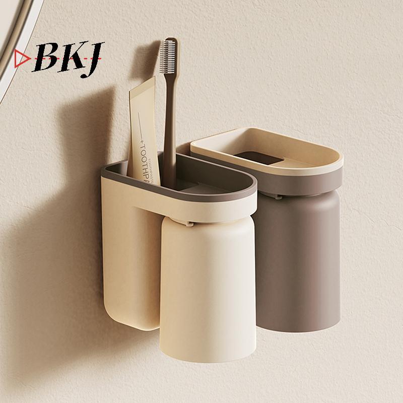 [KJ] Giá đựng bàn chải đánh răng treo tường có giá đỡ cốc để đựng đồ trong phòng tắm [Mới]