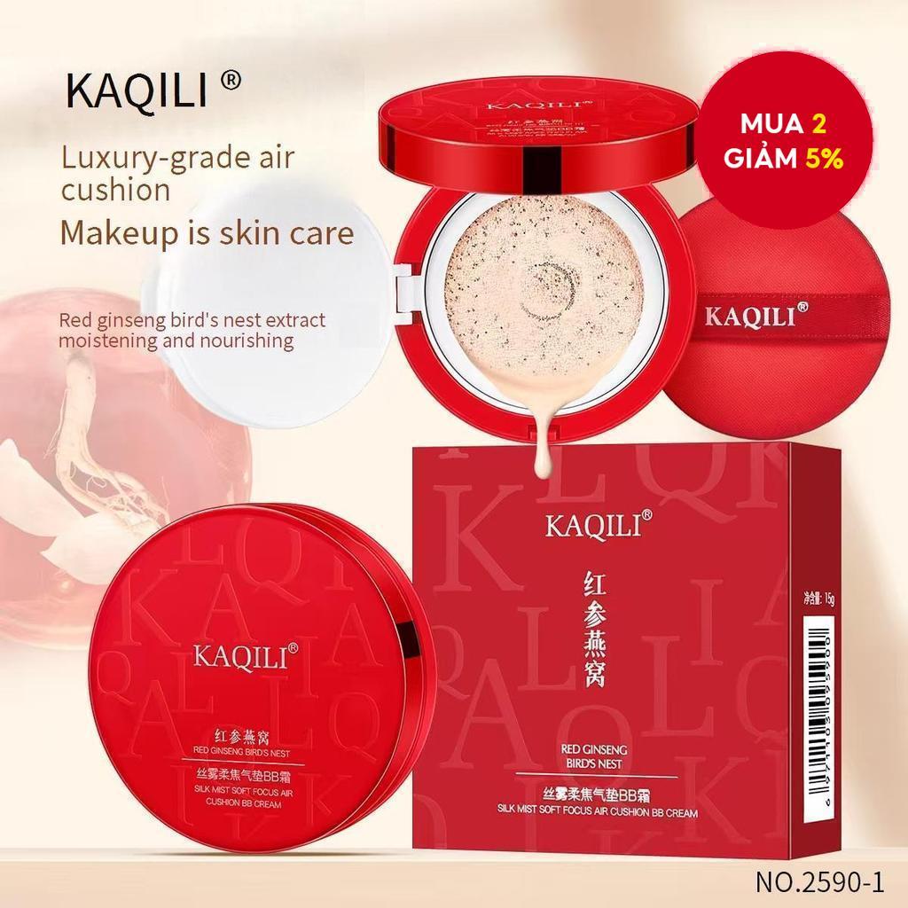 KAQILI Kem Nền Cushion Nhân Sâm Đỏ - SPF 50+ PA+++, Dưỡng Ẩm Trang Điểm Tự Nhiên, Chống Lão Hóa
