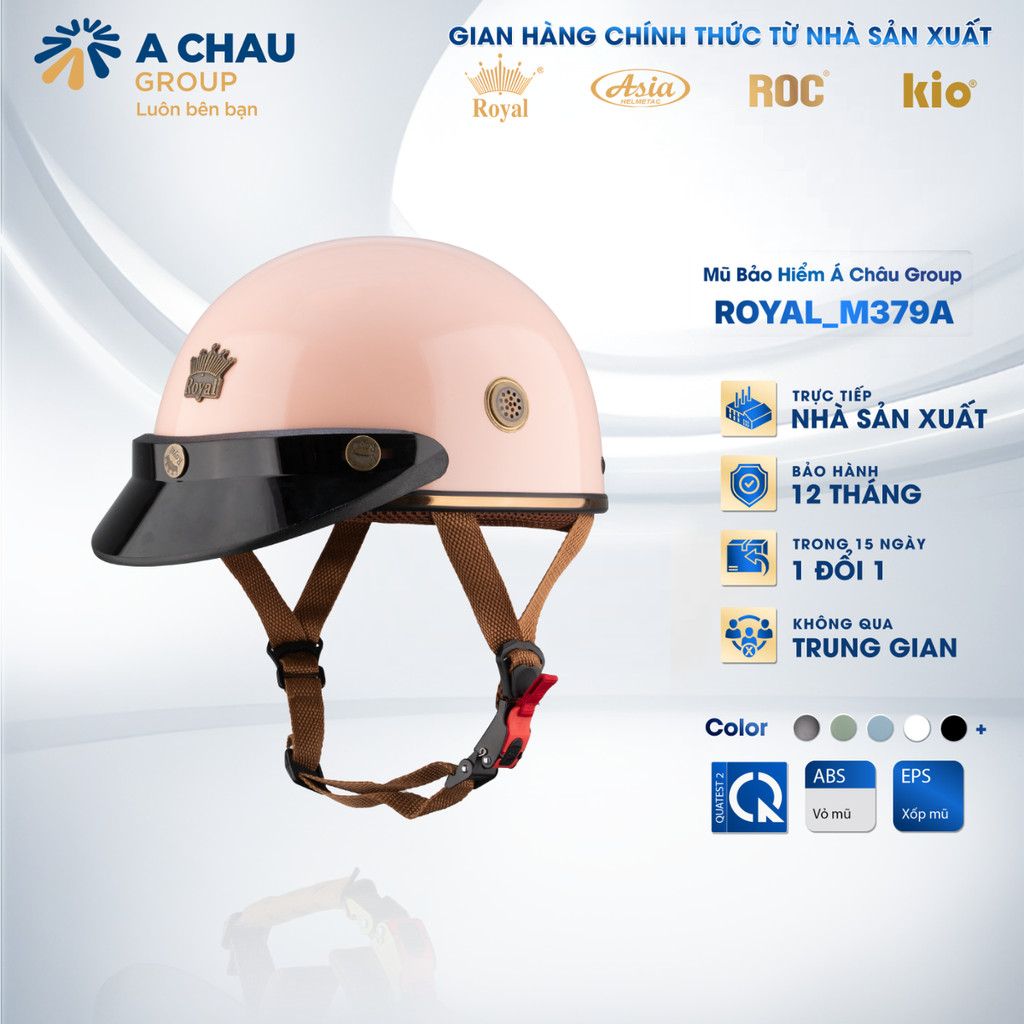 [Nhà Sản Xuất] Mũ Bảo Hiểm Nửa Đầu Royal M379A Lưỡi Trai, Nón 1/2 M379 Thời Trang Nam Nữ Chính Hãng