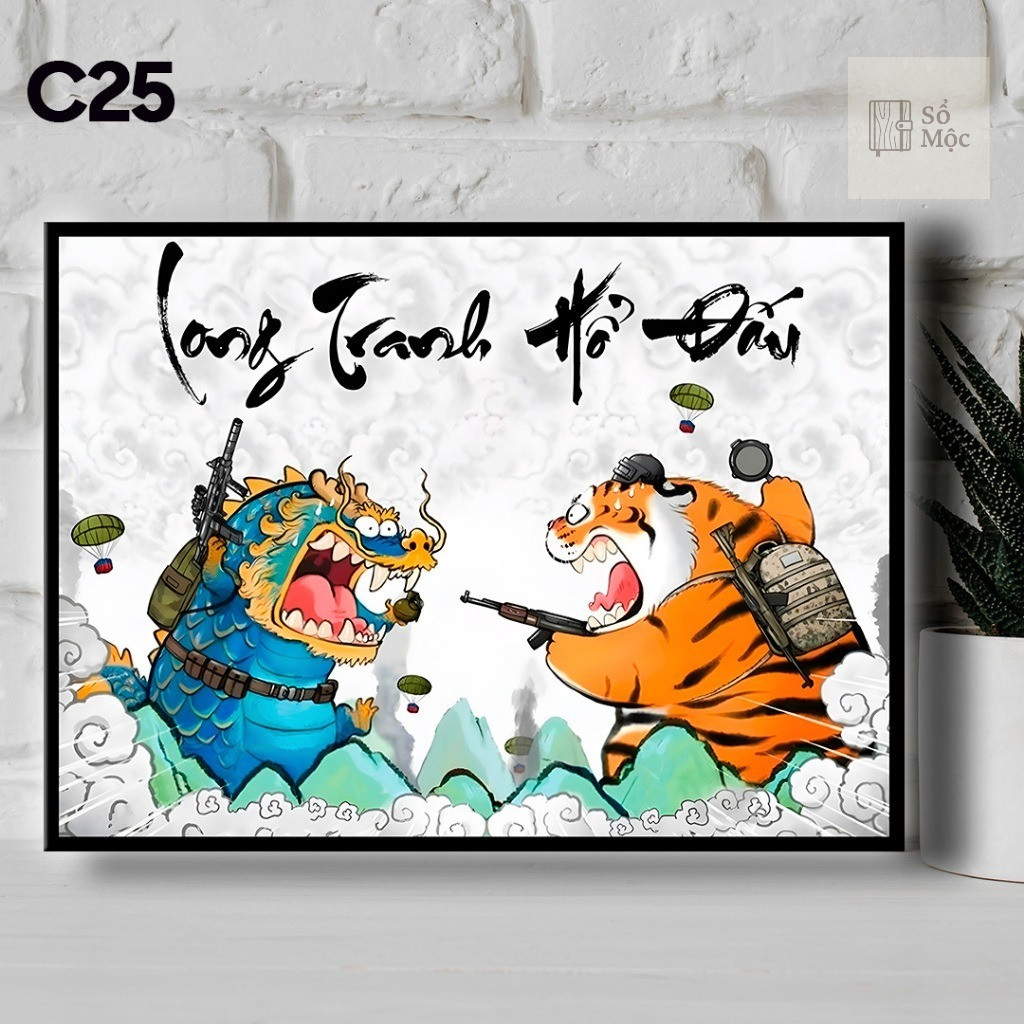 Tranh Dán Tường 2026 Tranh Vô Tri | Long Tranh Hổ Đấu – Mãi Dell Thành Công (6621)