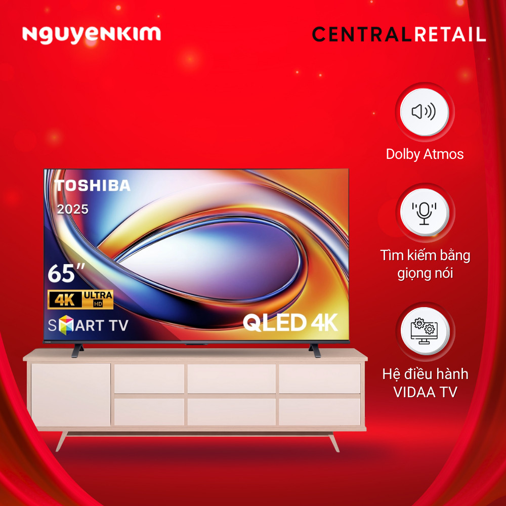 [Mới 2025] Smart Tivi QLED Toshiba AI 4K 65 inch 65M450RP