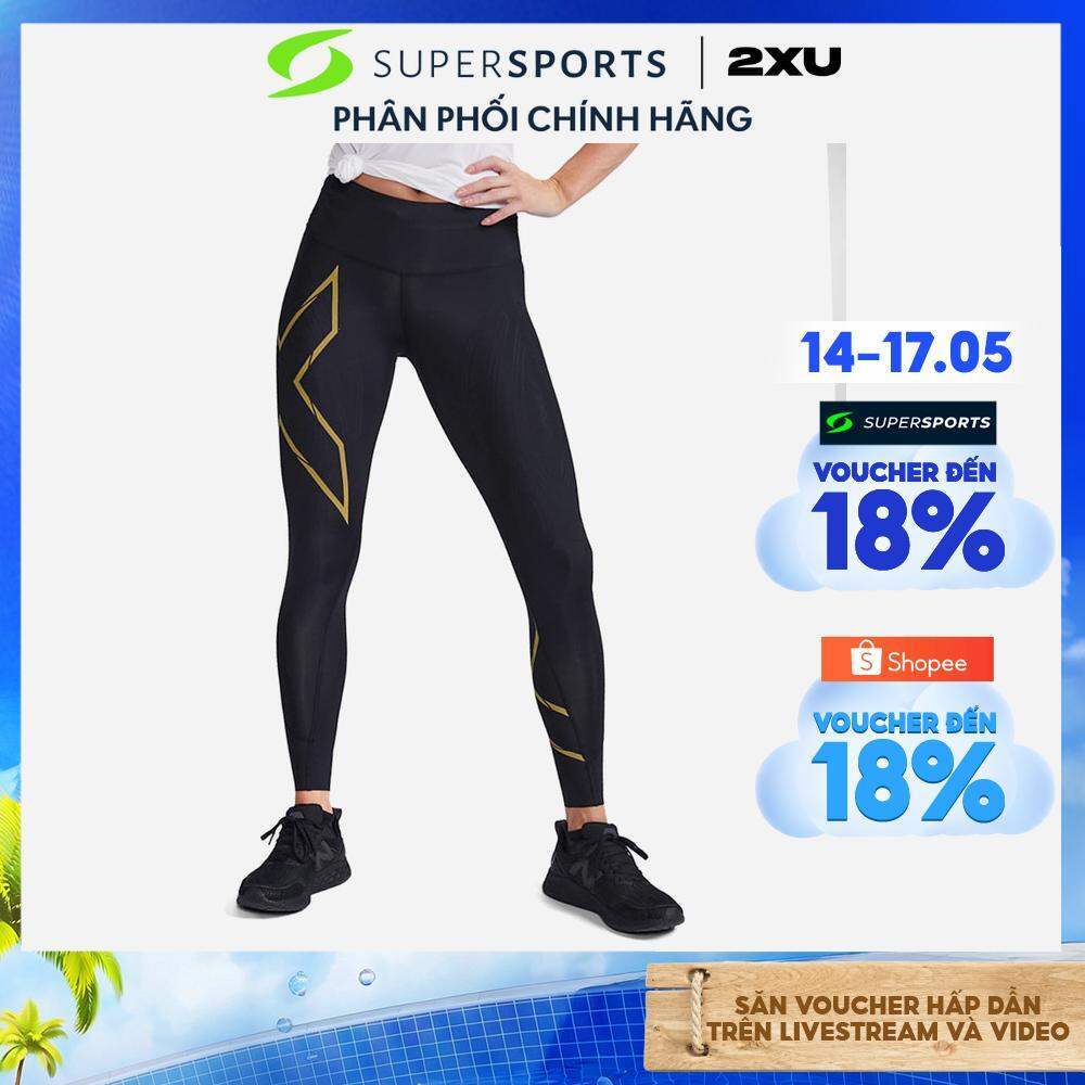 Quần Dài Bó Cơ Nữ 2XU Light Speed Mid-Rise Compression - Đen - WA6523b-BLK/GRF