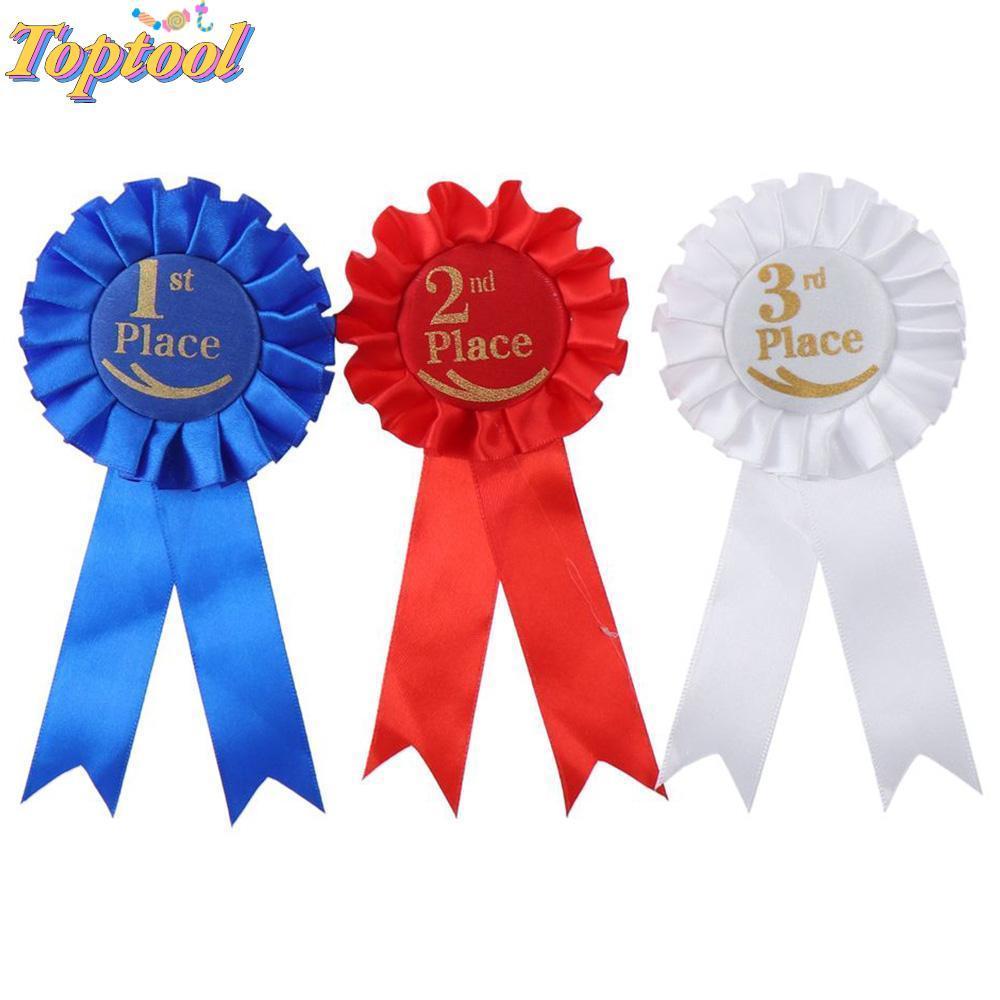 TOPTOOL Rosette Ribbon, Ruy băng công nhận Bộ giải thưởng Ruy băng xanh, đỏ, trắng, ruy băng thể tha