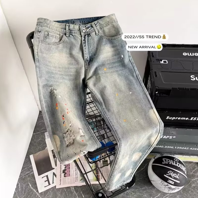 Thiết kế Sense Niche Design Sense Màu Gradient Denim Nữ Rộng Mỏng Hơn Nhìn Cô Gái Nóng Mờ Sàn