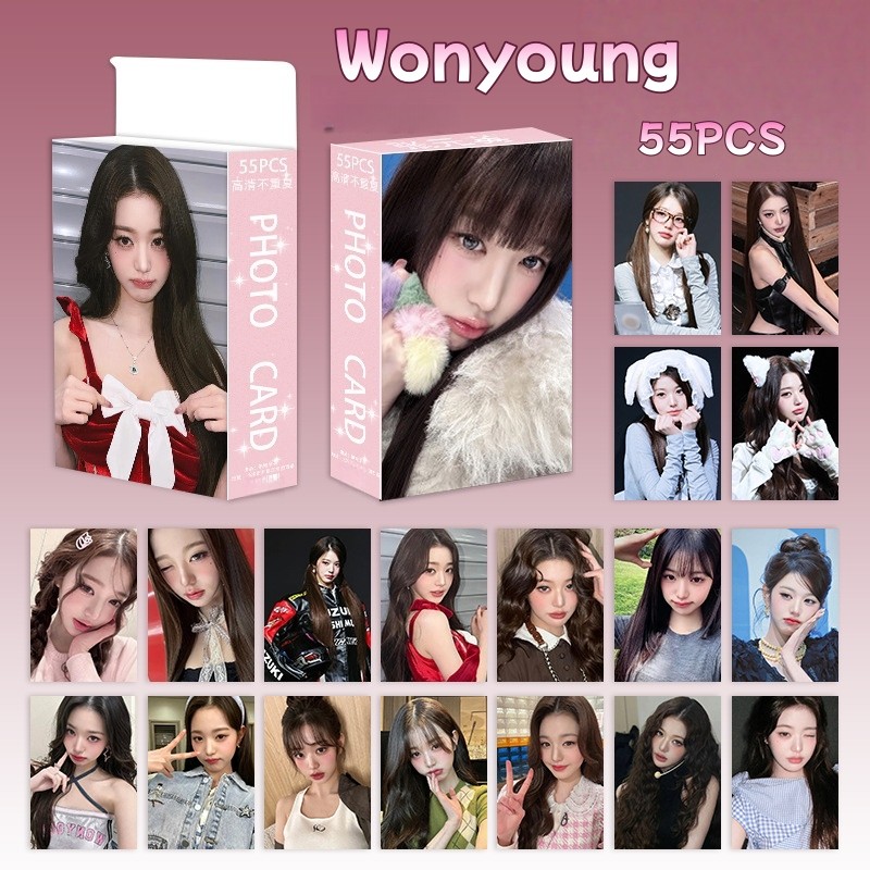 50-55 cái / hộp wonyoung ive photocards solo album magazine bìa laser hologram lomo thẻ kpop bưu thi