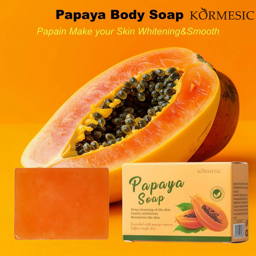 Kormesic Papaya Xà phòng làm trắng da Scrub Xà phòng toàn thân đu đủ Papain Làm cho da của bạn Trắng