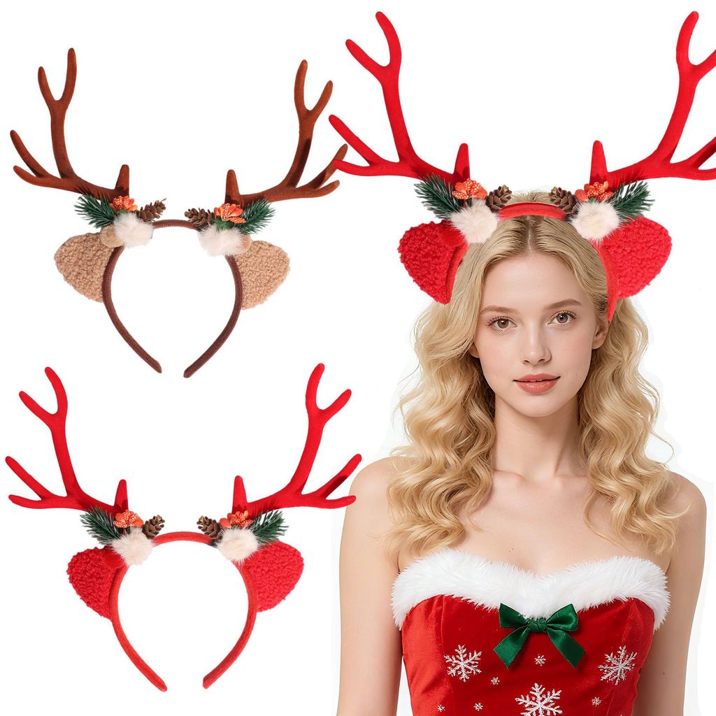 Trang Phục Giáng Sinh Phong Cách Rừng với Thân Cây Nai và Mô Phỏng Hoa Rừng, Băng Đô Trang Trí