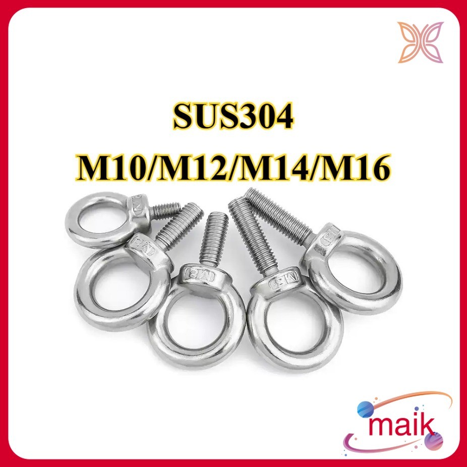 Bulong móc cẩu, bulong tai cẩu, bulong mắt INOX 304 M10 / M12 / M14 / M16 [maik-1]