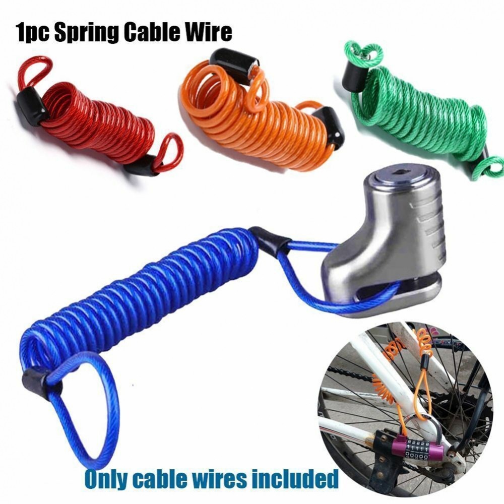 Motorcycle Bike Alarm Disc Lock Safety Cable Spring Warning Wire Tether Blue