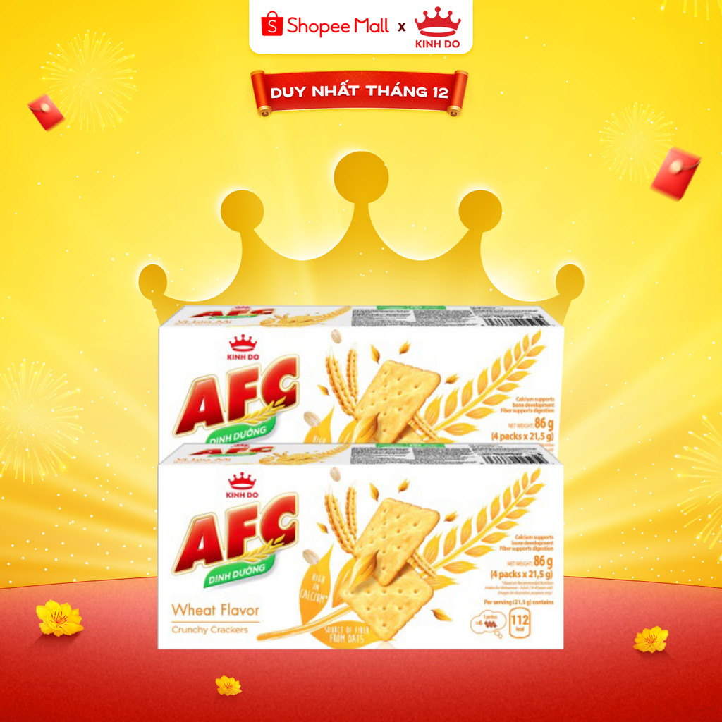   VC 15%  Bánh Cracker Dinh Dưỡng AFC Vị Lúa Mì Combo 2 Hộp X 172G 