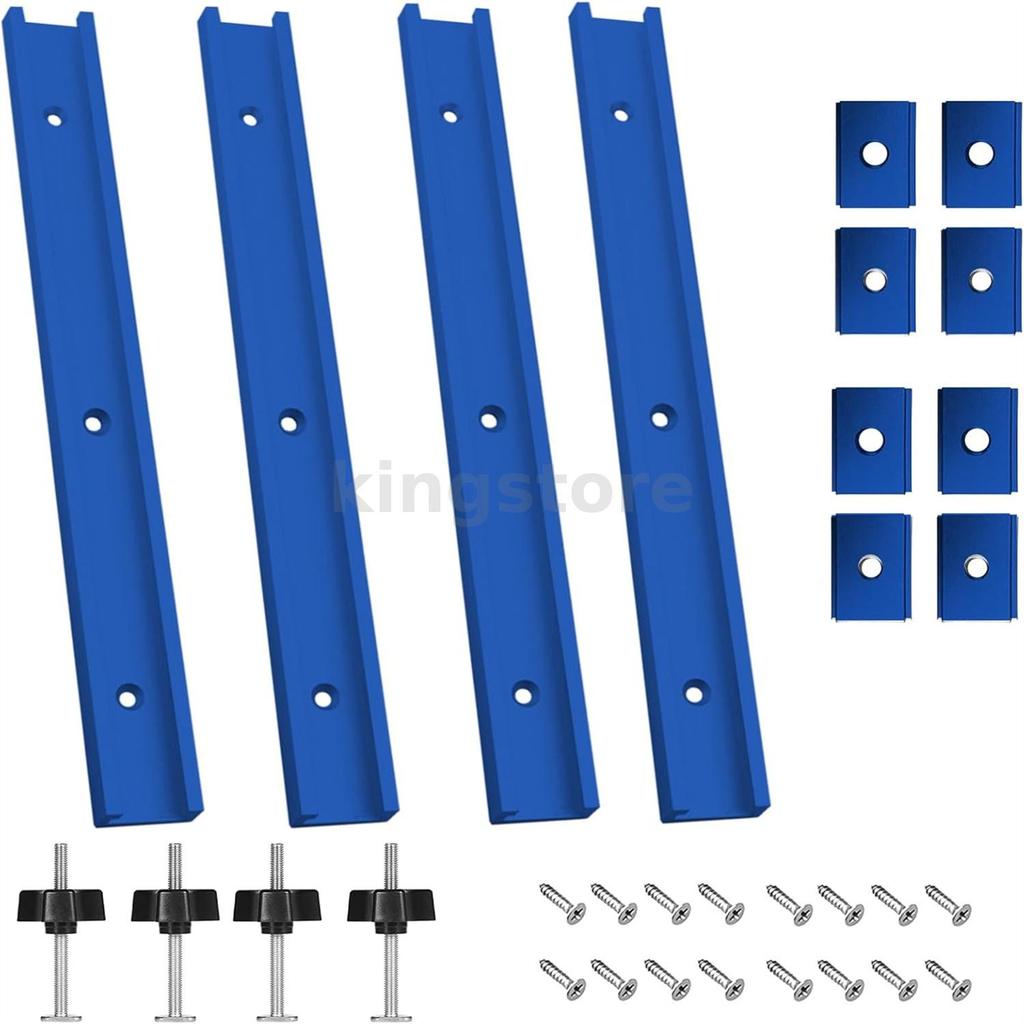 Hợp kim nhôm T-Track 400mm Màu xanh với ốc vít tự khai thác Tay cầm M8 M8 / M6 Đai ốc trượt T-Track 