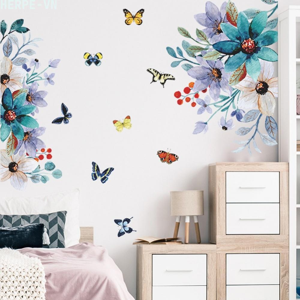 [HERPEVN]Wall Sticker Flower Household Lotus Wall Wall Stickers 3D Art Butterfly[Ready stock]