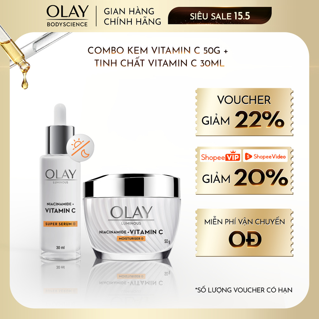 [OLAY]Combo Kem Dưỡng OLAY Luminous Niacinamide & Vitamin C 50G + Super Serum OLAY Luminous Niacinam