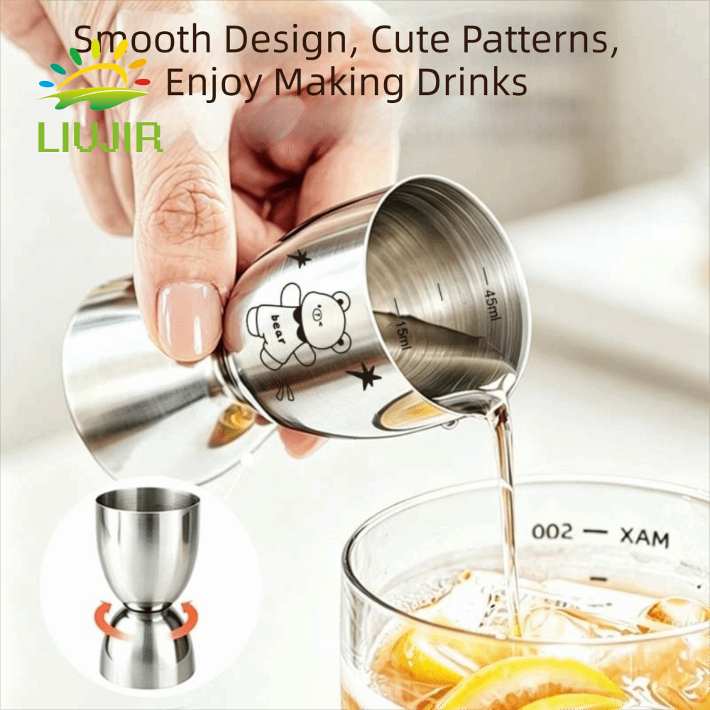LIUJIR Dual Heads Jigger, Jigger thép không gỉ hai mặt chính xác, Sáng tạo 30 / 60ML với tỷ lệ Công 