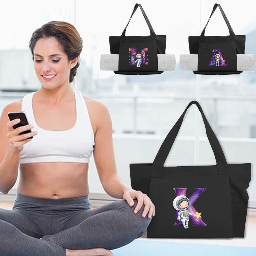 Large Capacity Shoulder Bag Canvas Travel Bag Sports Bag Gym Bag Yoga Bag with Astronaut Print
