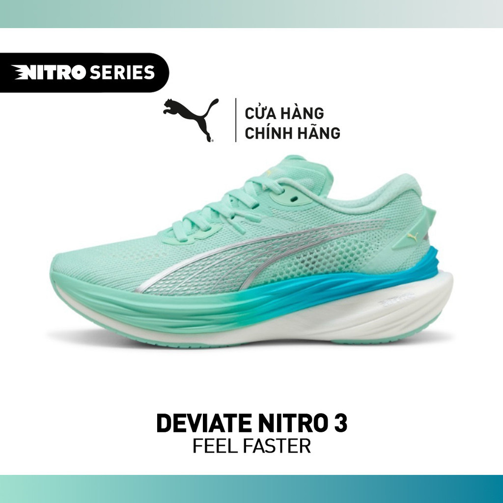 Giày Chạy Bộ PUMA Nữ Deviate NITRO 3 Wns Mint Melt-Speed Blue Màu Xanh Lá