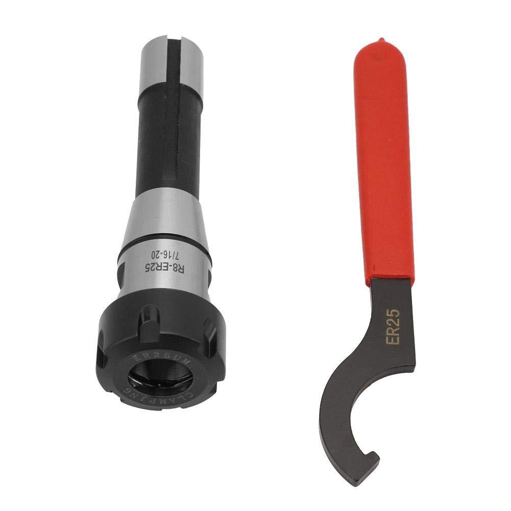 Collet Chuck ER25, Giá đỡ kẹp lò xo R8-ER25 chính xác + Cờ lê cờ lê móc ER25 cho các loại hạt phẳng 