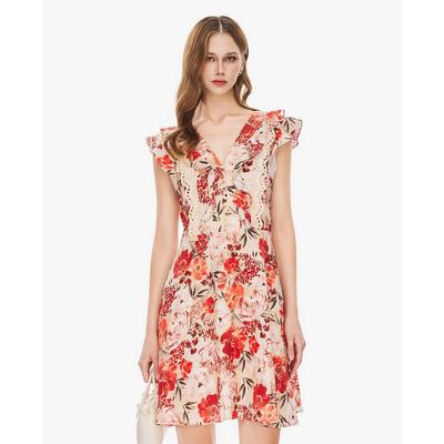 GIGI - Đầm sát nách mini cổ V phối bèo họa tiết hoa_G2101D253123-04