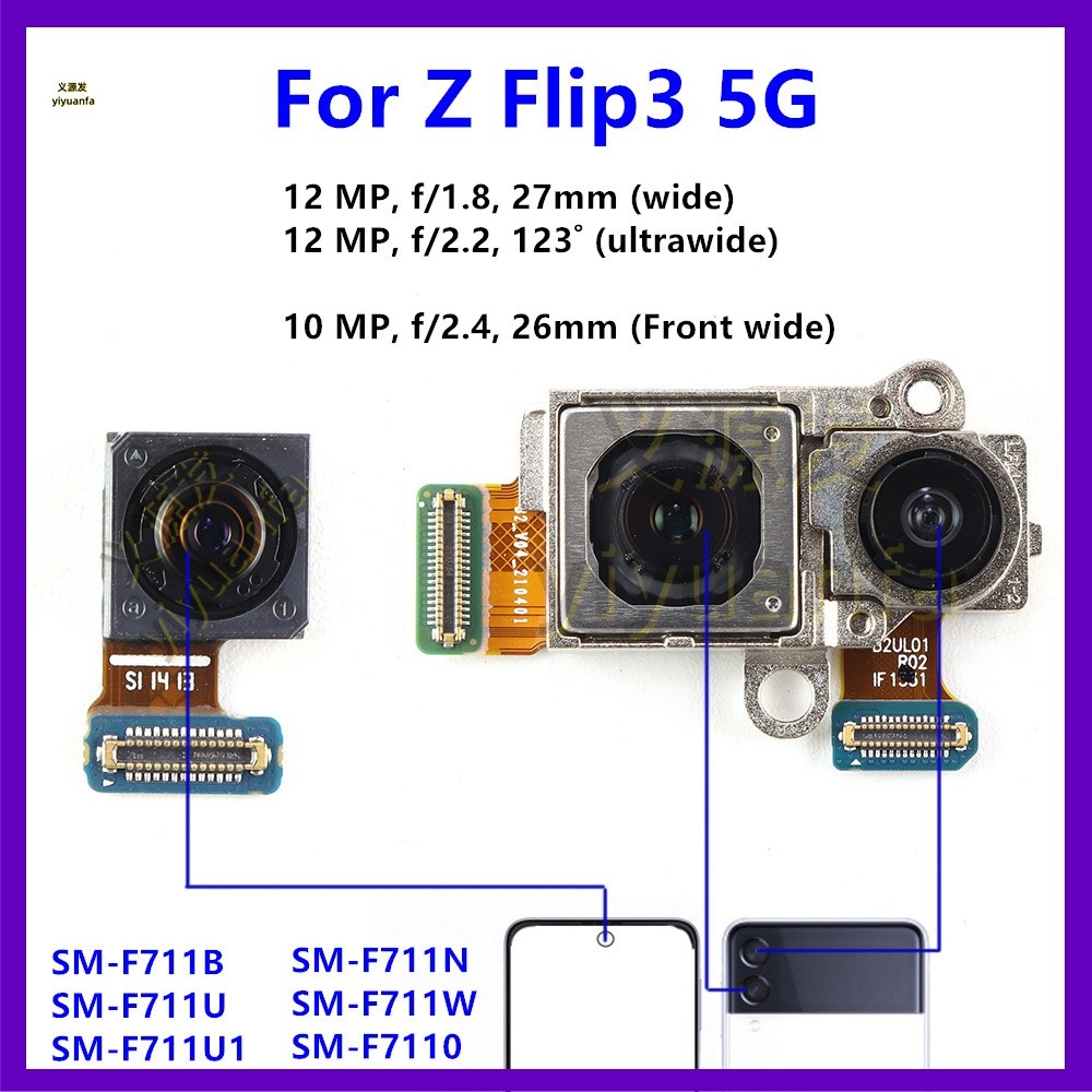 Camera Sau Cho Samsung Galaxy Z Flip3 5G SM-F711B F711N F711U Mặt Trước Lớn Đơn Mặt Sau Camera Mô Đu