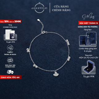  Lắc chân bạc Ý Quạt Chuông Leng Keng Asimi Lắc chân tinh tế nữ tính Jingle Chime LC11 