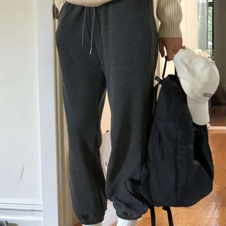 [SR-STUDIO] OUNCE Thu Đông 2025 Phong Cách Mới Hàn Quốc Dongdaemun Dây Rút Rời Màu Trơn Sweatpants N
