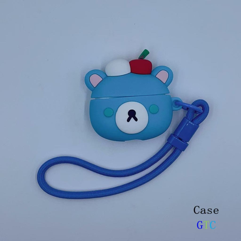 GTC Dành Cho GOOJODOQ J201 J206 J228 J229 Vỏ Tai Nghe & Dây Sáng Tạo Họa Tiết Gấu Teddy Xanh