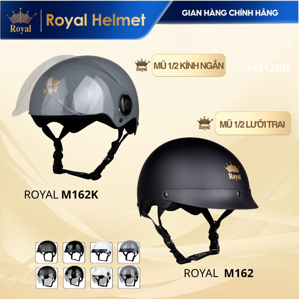 Mũ Bảo Hiểm Nửa Đầu Series Royal M162 Và M162K Chính Hãng - Thời Trang, Hạn Chế tia UV