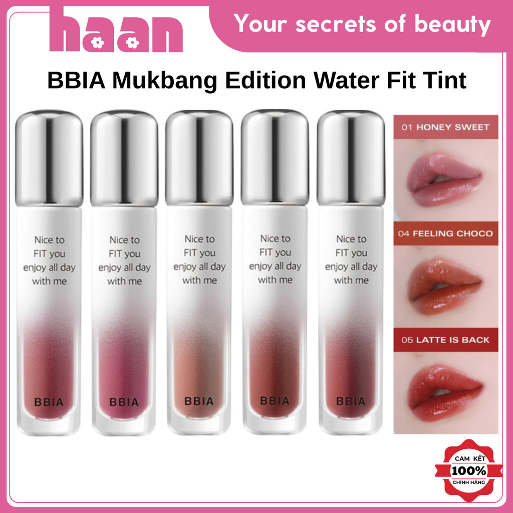 [Mukbang Edition] Son Tint Bóng Bbia Water Fit Tint, Son Tint Bóng Lâu Trôi, Bền Màu