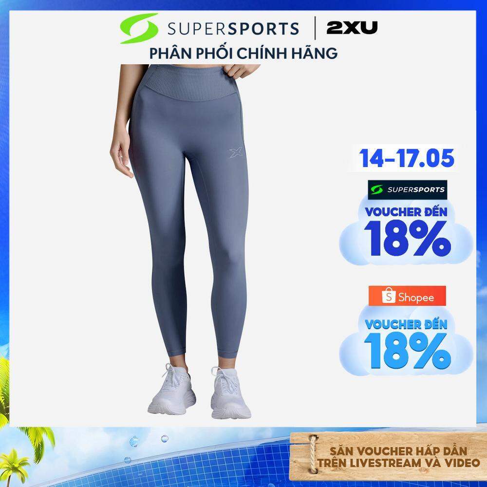 Quần Dài Bó Cơ Nữ 2Xu Ribbed Hi-Rise Compression - Xanh Dương - WA7281b-IND/BST