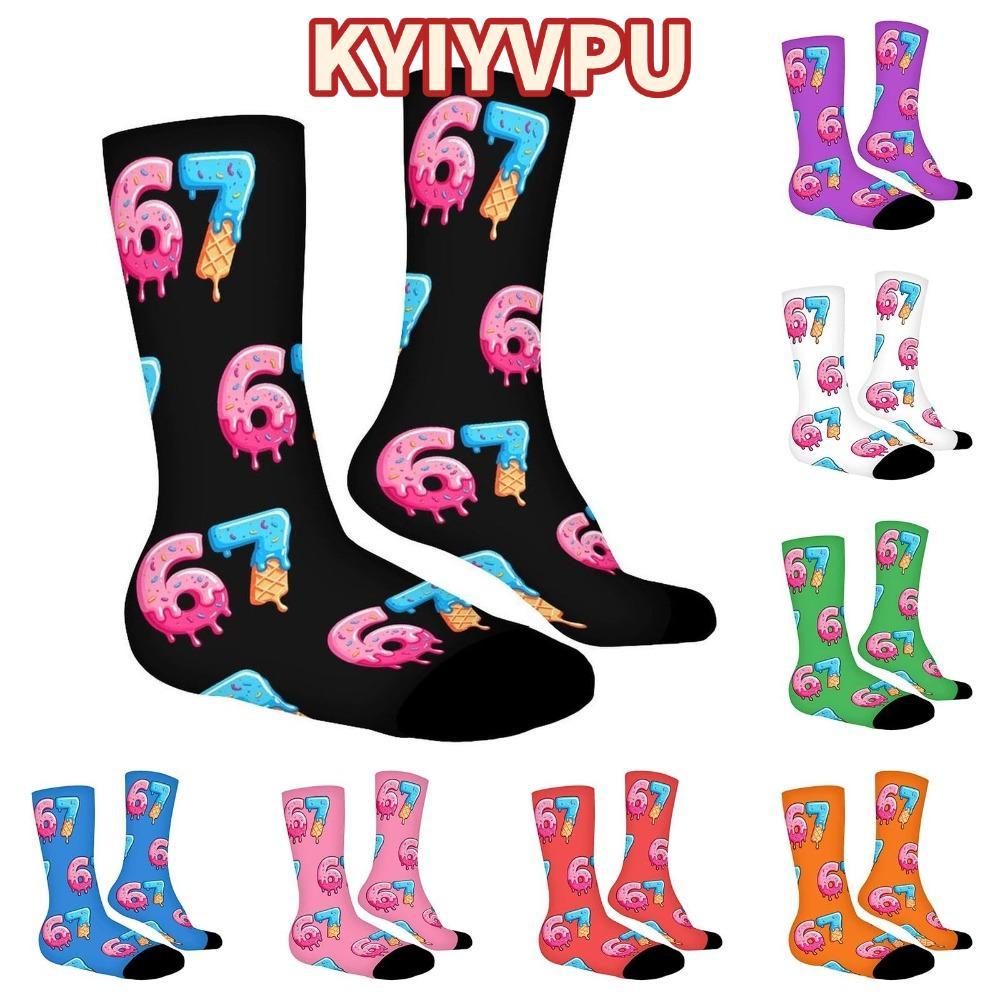 KYIYVPU 67 Meme Kem Tất, Cotton Ấm 67 Meme Crew Tất Dài, Nhẹ Thoáng Khí Hoạt Hình Sáng Tạo Vớ Dành C