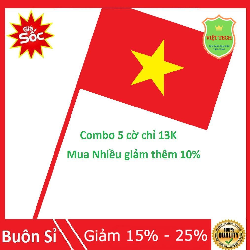 Combo 5 Cờ cầm tay khai giảng, cờ vải mịn