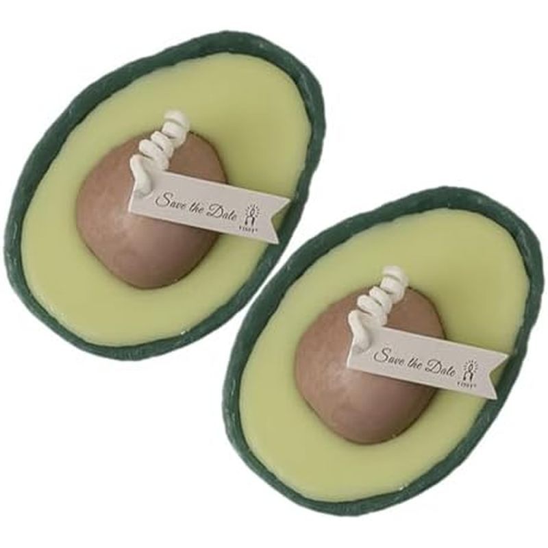 COLLBATH 2Pcs Avocado Scented Candles Aroma Candles Smokeless Decorative Home Party Table Ornaments 