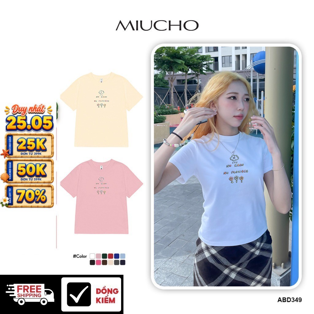 Áo baby tee ABD349 Miucho cổ tròn in graphic